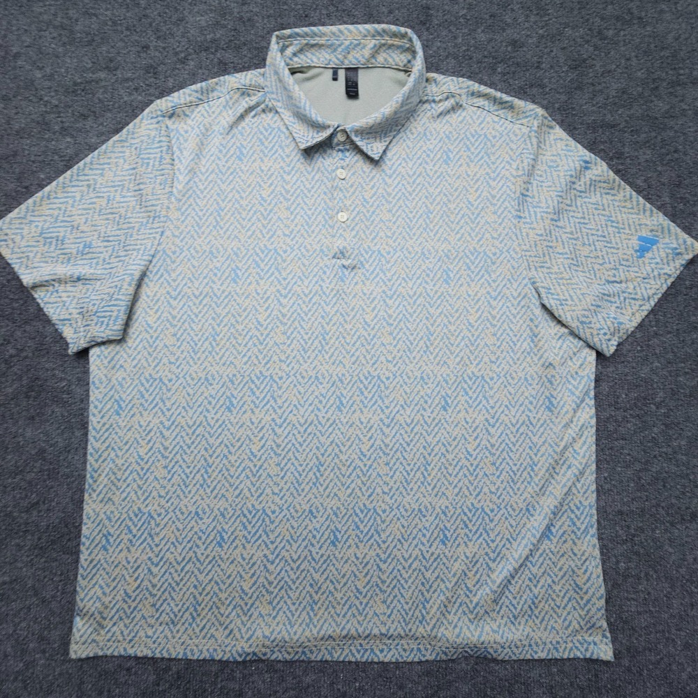 Adidas Golf Polo Shirt Adult XL Blue Orange Geometric Short Sleeve Mens
